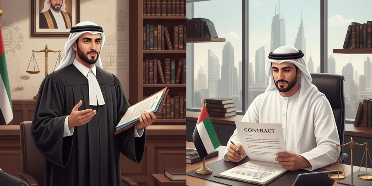 الفرق بين المحامي والمستشار القانوني في الإمارات: أيهما تحتاج؟